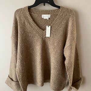 Anthropologie Maggie Bell-Sleeved Pullover Relaxed Fit V-Neck Sweate , Size XS